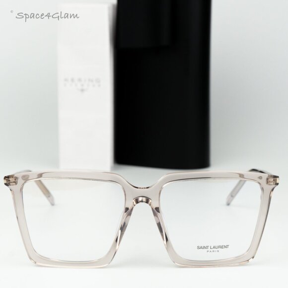 Saint Laurent Women Eyeglasses Transparent Nude Square SL474OPT 003 BRAND NEW - Picture 3 of 7